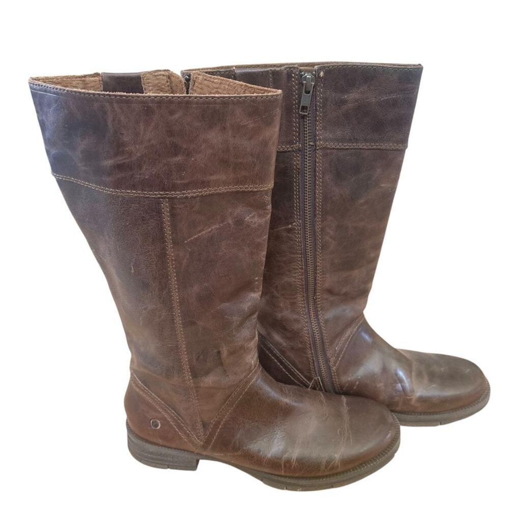 Born Riding Boots Women SZ 7 W6728 G5 Brown Leather Tall Pull On Comfort Retro